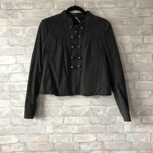 Free People cropped faux suede military jacket